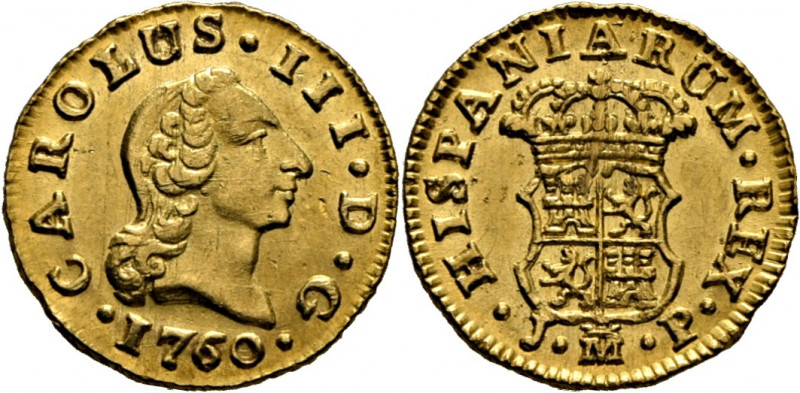 CARLOS III. Madrid. 1/2 escudo. 1760. JP. Corona perlada. Cy12141 variante. Trg6...