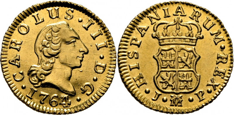 CARLOS III. Madrid. 1/2 escudo. 1764 sobre 3. JP. Cy12148. Trg64 variante. Rayit...