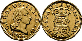 CARLOS III. Madrid. 1/2 escudo. 1766. PJ. EBC+. Magnífica. Muy atractiva. Muy escasa