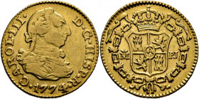 CARLOS III. Madrid. 1/2 escudo. 1774 sobre 3. PJ
