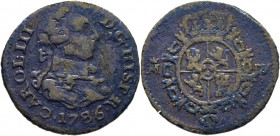 CARLOS III. Madrid. 1/2 escudo. 1786. DV. Falsa de época en cobre. Curiosa
