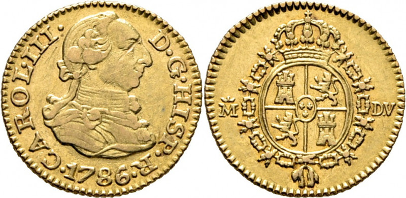CARLOS III. Madrid. 1/2 escudo. 1786 sobre 5. DV. Cy no cita. Trg no cita. Raya ...