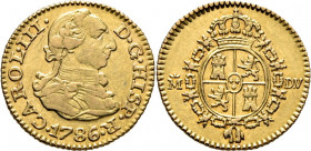 CARLOS III. Madrid. 1/2 escudo. 1786 sobre 5. DV. Atractivo reverso. Interesante