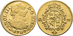 CARLOS III. Madrid. 1/2 escudo. 1787 rectificados los 7 sobre otros. DV