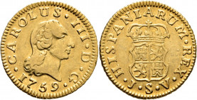 CARLOS III. Sevilla. 1/2 escudo. 1759. JV