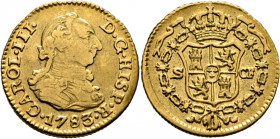 CARLOS III. Sevilla. 1/2 escudo. 1783 sobre 2. CF. Escasa