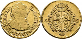 CARLOS III. Sevilla. 1/2 escudo. 1788 sobre 6. C. Interesante
