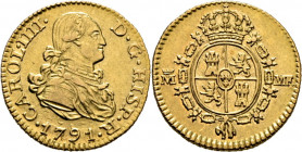 CARLOS IV. Madrid. 1/2 escudo. 1791. MF. Muy rara