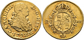 CARLOS IV. Madrid. 1/2 escudo. 1792. MF. Rarísima