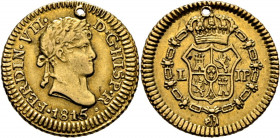 FERNANDO VII. Lima. 1/2 escudo. 1815. JP. Casi EBC-. Rarísima