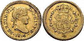 FERNANDO VII. Lima. 1/2 escudo. 1816. JP. Muy rara