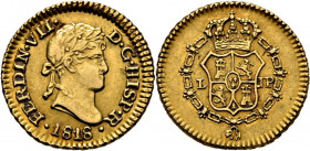 FERNANDO VII. Lima. 1/2 escudo. 1818. JP. Muy rara