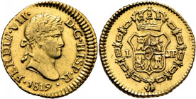 FERNANDO VII. Lima. 1/2 escudo. 1819. JP. Muy rara