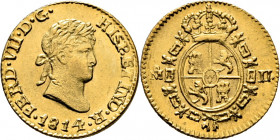 FERNANDO VII. Méjico. 1/2 escudo. 1814. JJ. Casi SC-. Muy buen ejemplar. Rara