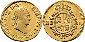 FERNANDO VII. Méjico. 1/2 escudo. 1817. JJ. Muy rara
