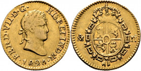 FERNANDO VII. Méjico. 1/2 escudo. 1820. JJ segunda sigla rectificada sobre otra J. Rara