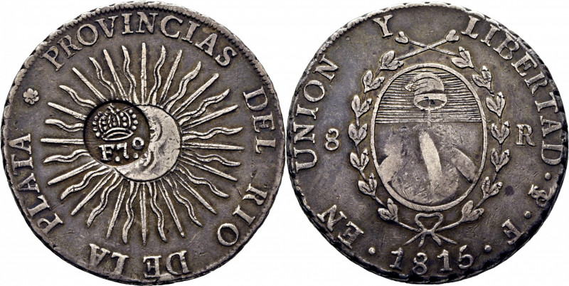 FERNANDO VII. Manila. Peso. (1833-34). Km44.1 Sobre un 8 reales de Argentina. Pr...