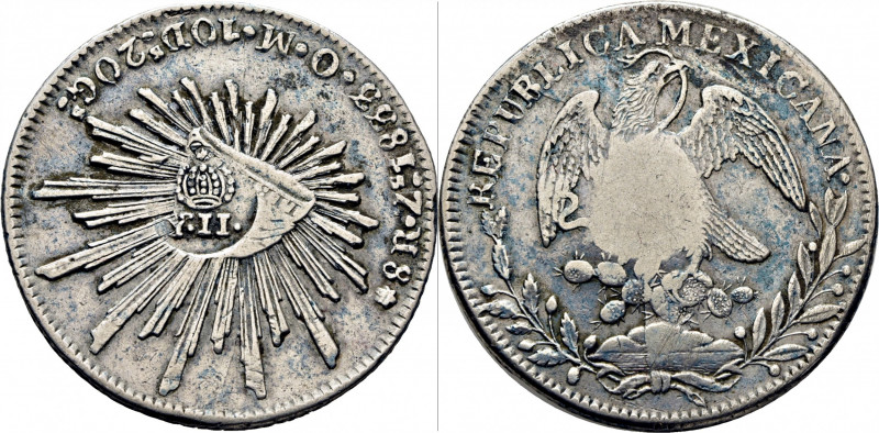 ISABEL II. Manila. Peso. (1834-37). Cy17164. Sobre un 8 reales de la República M...