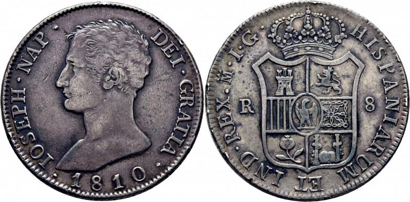 JOSÉ NAPOLEÓN. Madrid. 8 reales. 1810. IG. Cy14703 (3000€). TrgAg46 (R4 75.000 p...