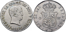 FERNANDO VII. Barcelona. 4 reales. 1822. SP. EBC+. Rara