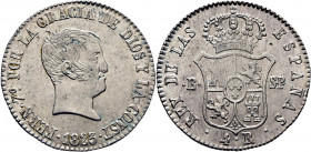 FERNANDO VII. Barcelona. 4 reales. 1823. SP. EBC o algo mejor. Rara