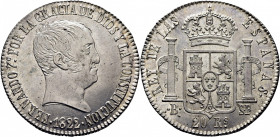 FERNANDO VII. Barcelona. 20 reales. 1822. SP. SC-/SC. Magnífica. Espléndida. Muy atractiva. Muy rara