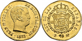FERNANDO VII. Barcelona. 80 reales. 1822. SP. Prácticamente FDC. Soberbio y bellísimo ejemplar. Rara