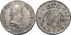 FERNANDO VII. Cádiz. 2 reales. 1811. CI. EBC/casi EBC-