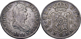 FERNANDO VII. Cádiz. 8 reales. 1811. CI. Muy escasa