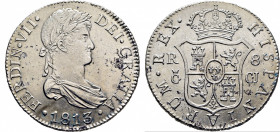FERNANDO VII. Cádiz. 8 reales. 1813. CJ. SC-. Atractiva. Muy buen reverso