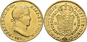 FERNANDO VII. Cádiz. 2 escudos. 1813. CJ