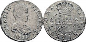 FERNANDO VII. Cataluña. 2 reales. 1811. FS