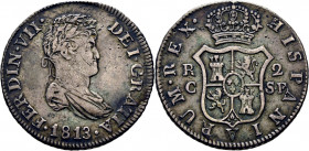 FERNANDO VII. Cataluña. 2 reales. 1813. SF. Ínfulas curvas