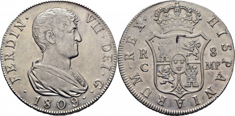FERNANDO VII. Cataluña (Reus). 8 reales. 1809. MP. Cy15794. Frotada. Suaves y fi...