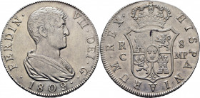 FERNANDO VII. Cataluña (Reus). 8 reales. 1809. MP. EBC-. Atractiva. Rara