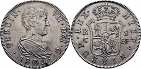 FERNANDO VII. Cataluña (Reus). 8 reales. 1809. SF. EBC/casi EBC+. Atractiva. Muy escasa