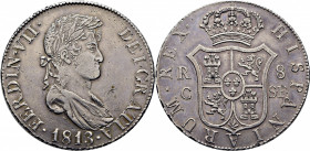FERNANDO VII. Cataluña. 8 reales. 1813. SF. EBC. Buen y atractivo ejemplar. Rara