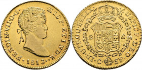 FERNANDO VII. Cataluña. 2 escudos. 1812. SF. Busto alargado. EBC+. Muy rara