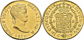 FERNANDO VII. Cataluña. 2 escudos. 1813. SF. EBC-/casi EBC+. Atractiva. Muy rara