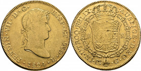 FERNANDO VII. Cuzco. 8 escudos. 1824. G. Rara