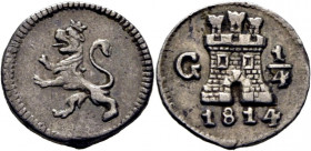 FERNANDO VII. Guatemala, Nueva. 1/4 real. 1814. EBC-. Muy escasa