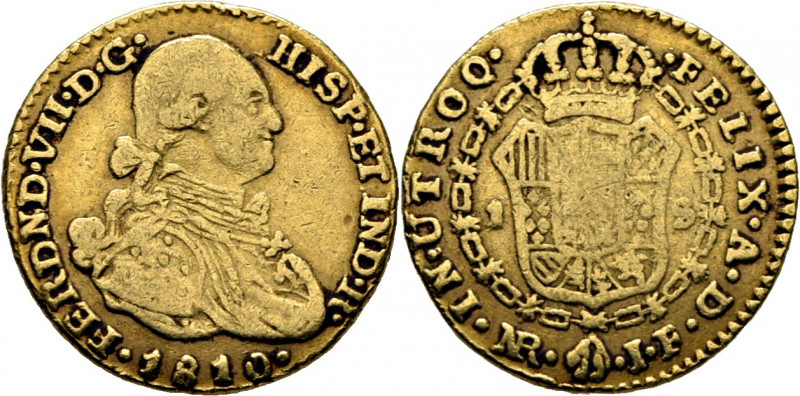 FERNANDO VII. Nuevo Reino. Escudo. 1810. JF. Cy16132. F65. K64.1. 3´32 g. Abunda...