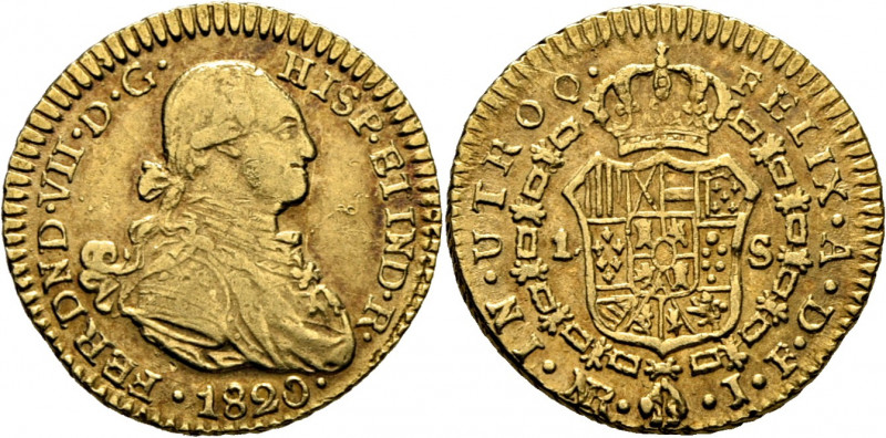 FERNANDO VII. Nuevo Reino. Escudo. 1820. JF. Cy16191. F65. K64.1. 3´37 g. Mínima...