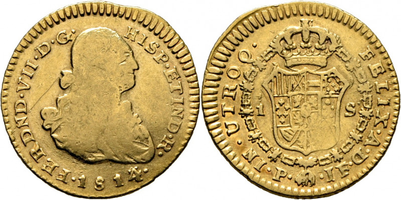 FERNANDO VII. Popayán. Escudo. 1814 parece sobre 3 sobre 2. JF. Cy no lo cita. F...