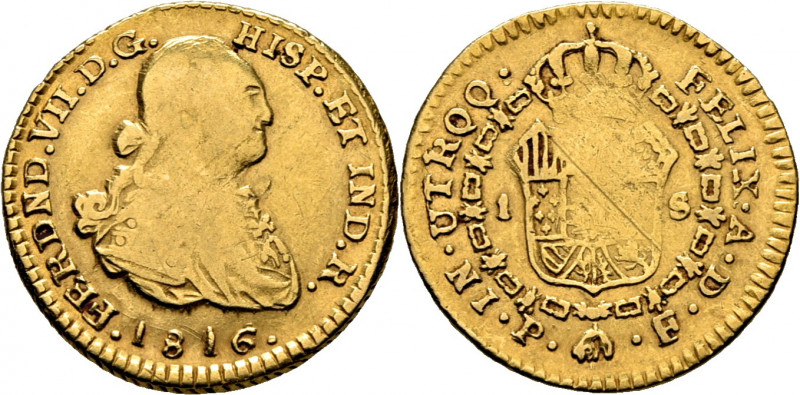 FERNANDO VII. Popayán. Escudo. 1816. F. Con marca de ceca P. Cy16168. F66. K64.2...