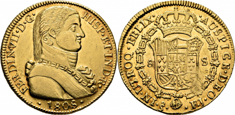 FERNANDO VII. Santiago de Chile. 8 escudos. 1808. FJ. Cy16364. F28. K72. Marquit...