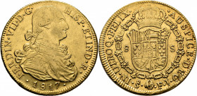 FERNANDO VII. Santiago de Chile. 8 escudos. 1817. FJ