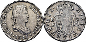 FERNANDO VII. Sevilla. 2 reales. 1815. CJ. Atractiva