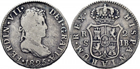 FERNANDO VII. Sevilla. 2 reales. 1825. JB