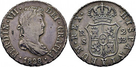 FERNANDO VII. Sevilla. 2 reales. 1828. JB